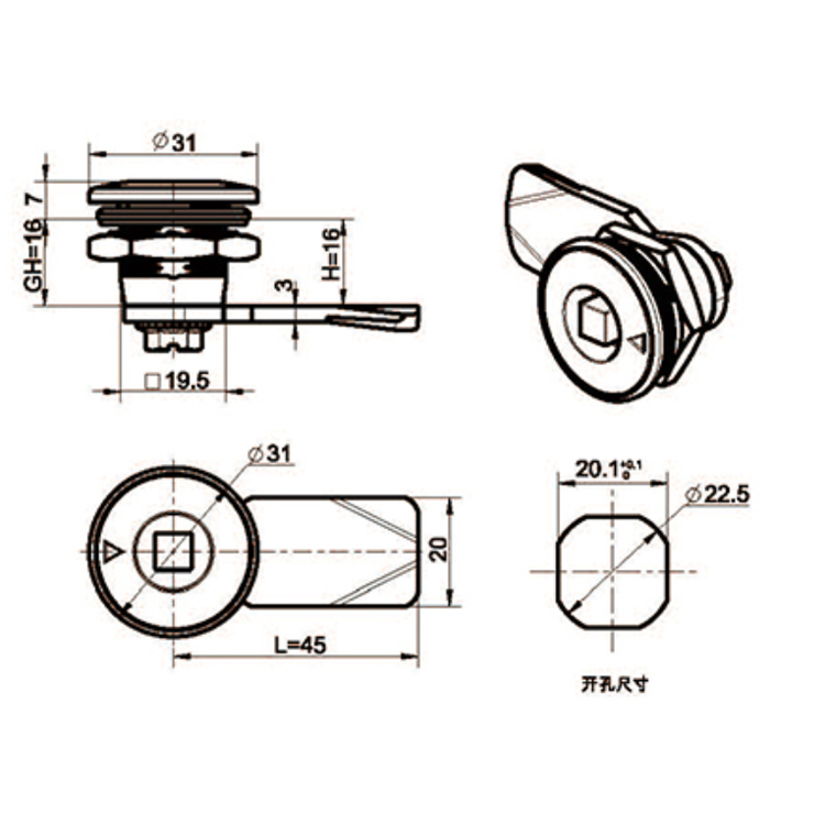 Тип инструмента для крышки Cam Lock-A6018