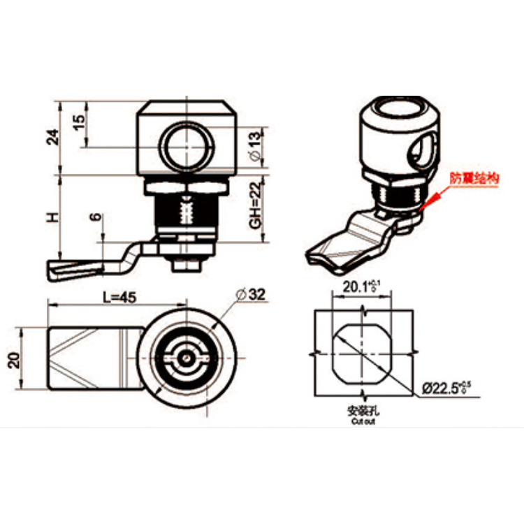 Тип инструмента для висячего замка Cam Lock-A6019